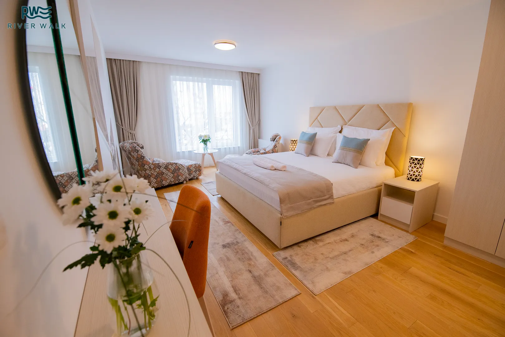 River Walk Sarajevo apartment at golden hour