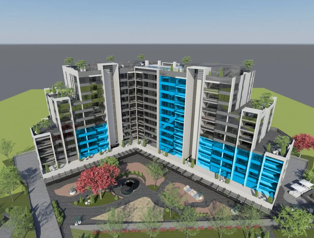 River Walk complex aerial render