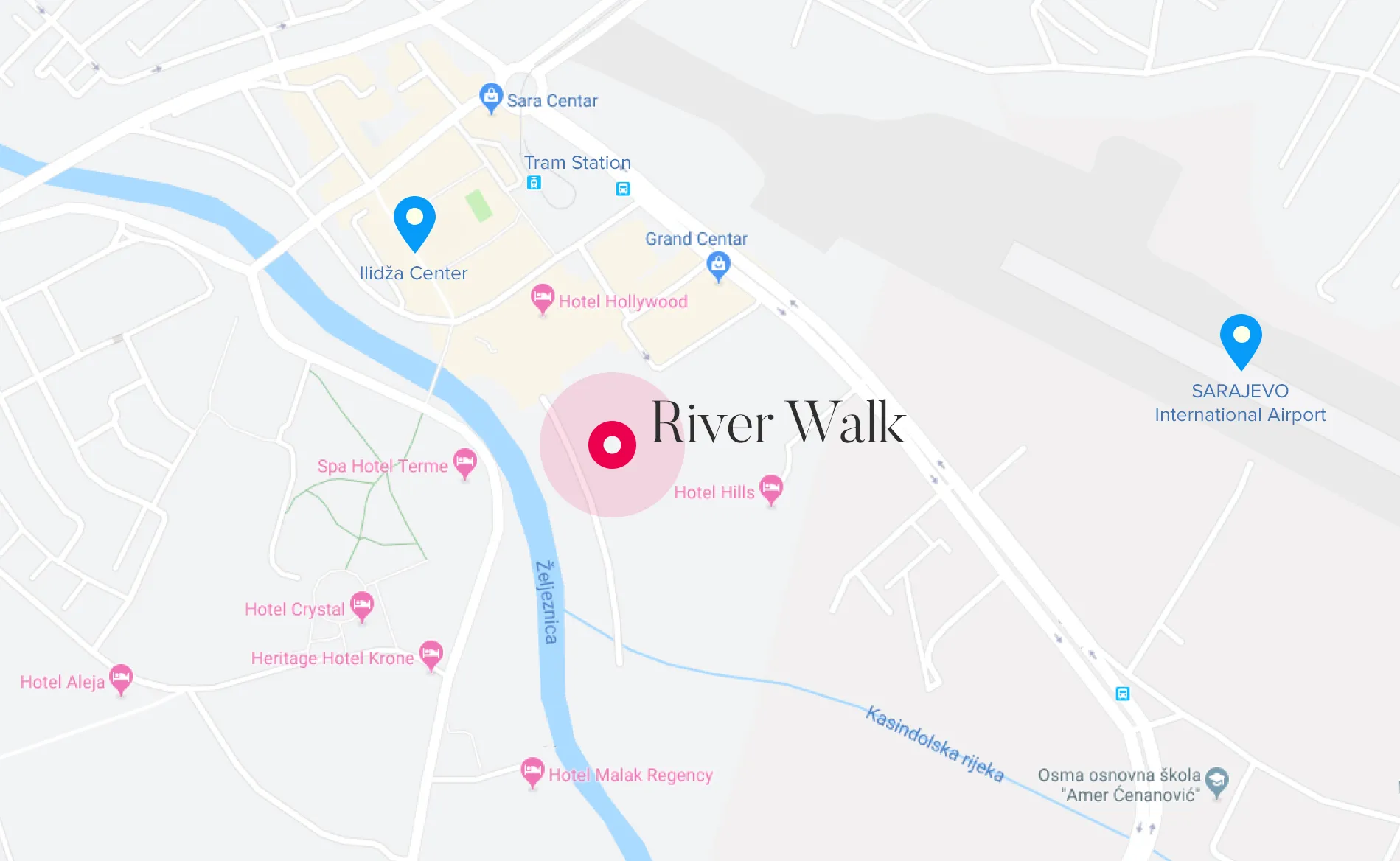 Map — River Walk, Butmirska cesta 16, Ilidža