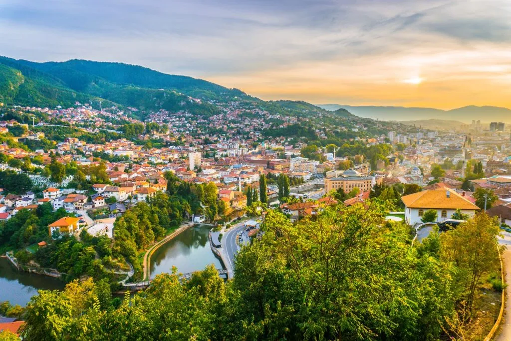 Sarajevo panorama at sunset